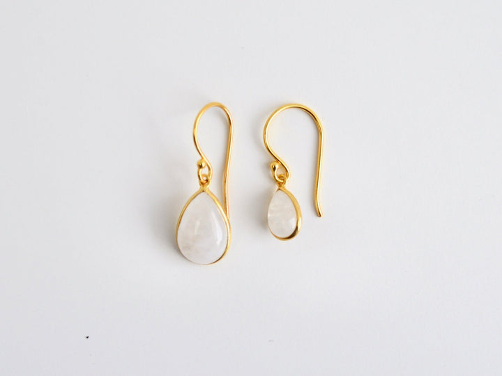 Big Gem Drops: Mondstein Ohrhänger | vergoldet, rosévergoldet, silber