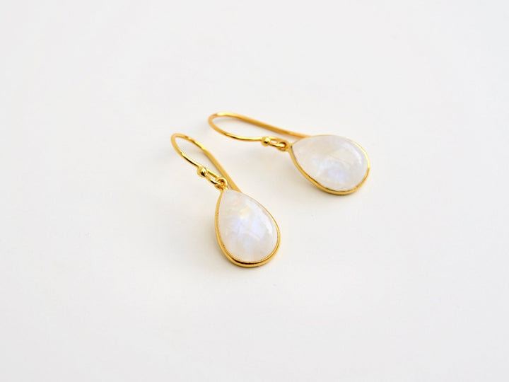 Big Gem Drops: Mondstein Ohrhänger | vergoldet, rosévergoldet, silber