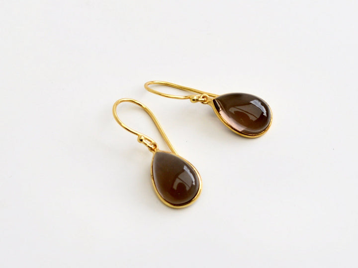 Big Gem Drops: Rauchquarz Ohrhänger | vergoldet, rosévergoldet, silber