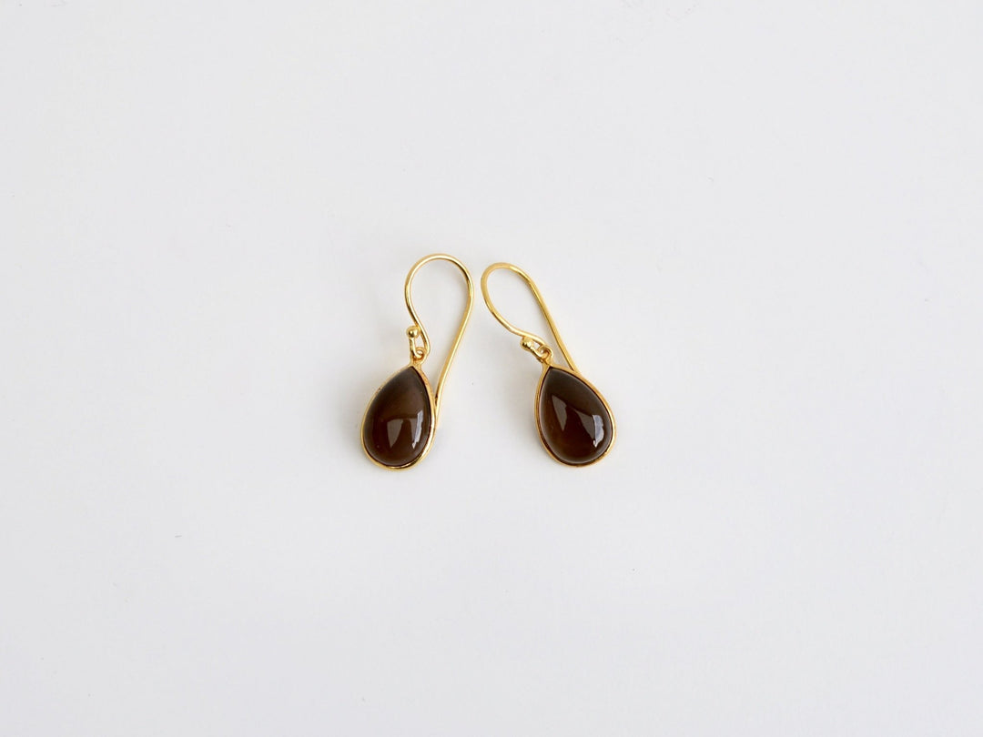 Big Gem Drops: Rauchquarz Ohrhänger | vergoldet, rosévergoldet, silber