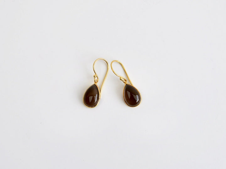 Big Gem Drops: Rauchquarz Ohrhänger | vergoldet, rosévergoldet, silber