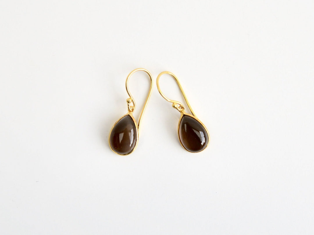 Big Gem Drops: Rauchquarz Ohrhänger | vergoldet, rosévergoldet, silber