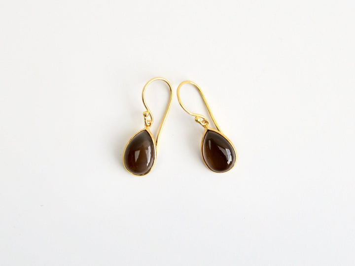 Big Gem Drops: Rauchquarz Ohrhänger | vergoldet, rosévergoldet, silber