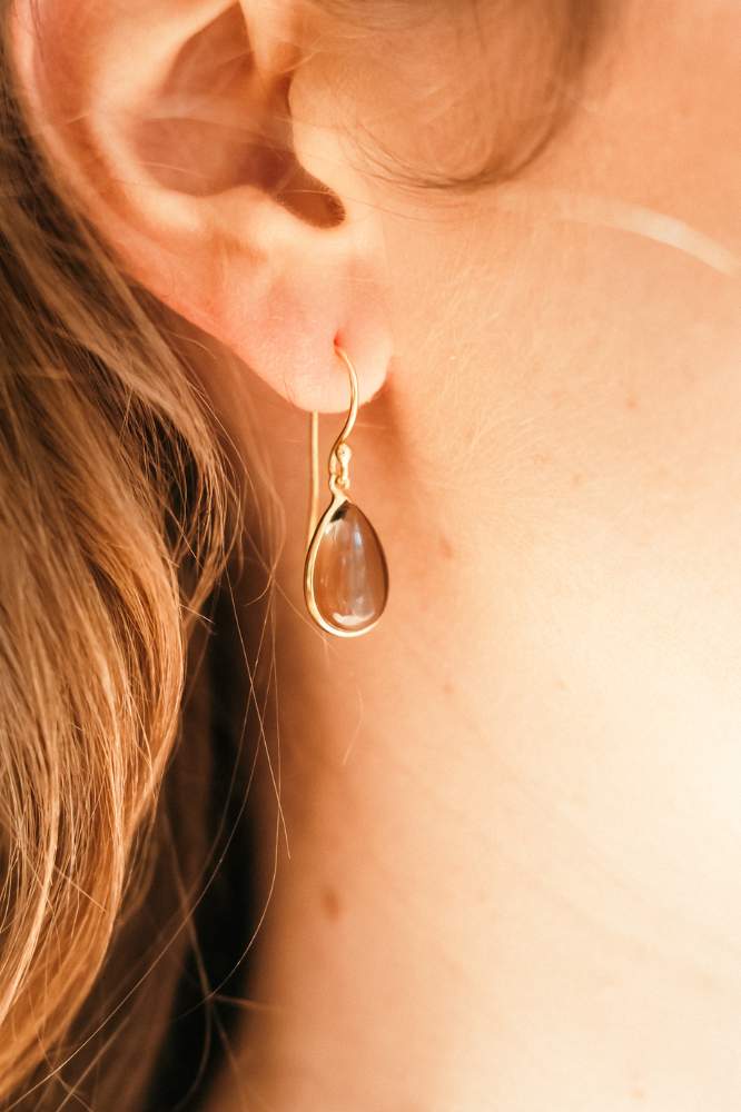 Big Gem Drops: Rauchquarz Ohrhänger | vergoldet, rosévergoldet, silber