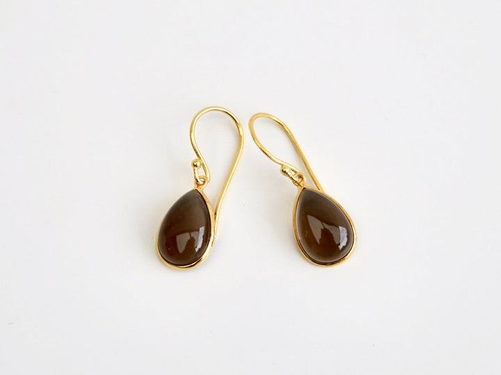 Big Gem Drops: Rauchquarz Ohrhänger | vergoldet, rosévergoldet, silber
