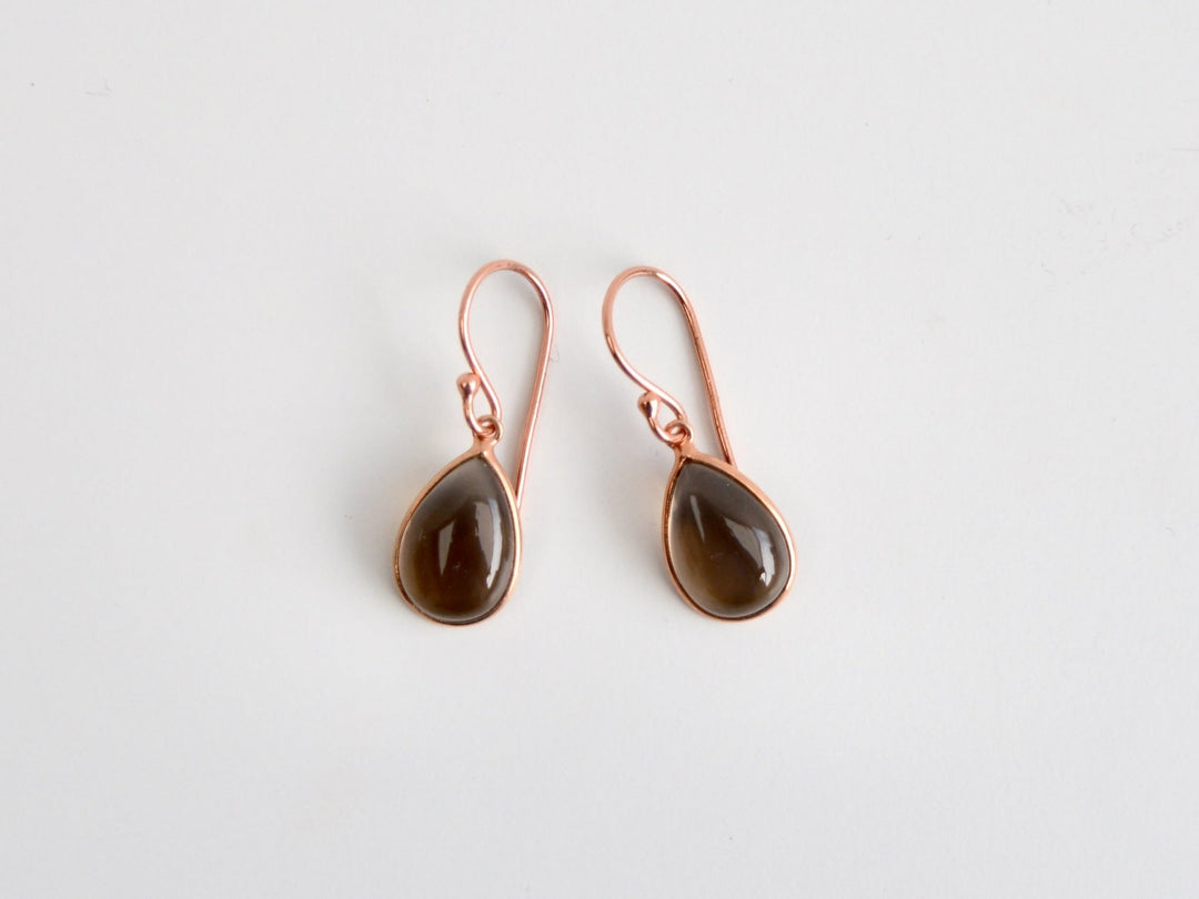 Big Gem Drops: Rauchquarz Ohrhänger | vergoldet, rosévergoldet, silber