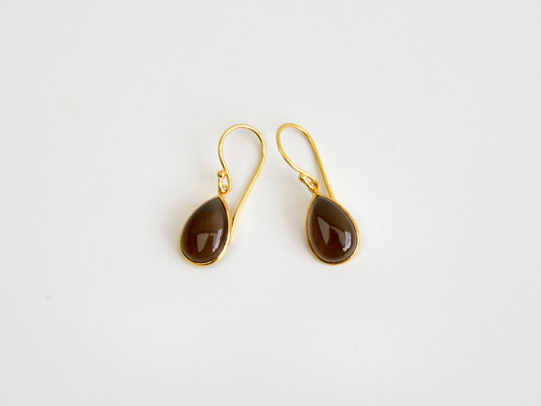 Big Gem Drops: Rauchquarz Ohrhänger | vergoldet, rosévergoldet, silber