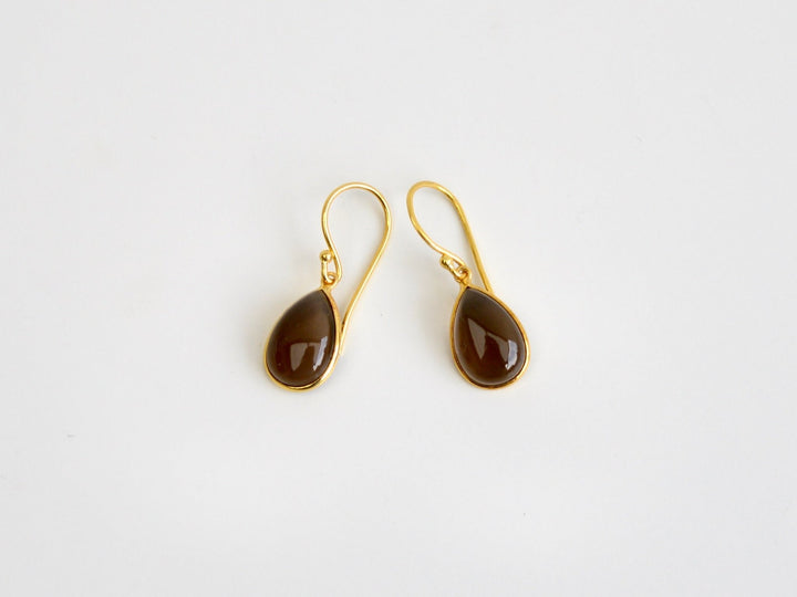 Big Gem Drops: Rauchquarz Ohrhänger | vergoldet, rosévergoldet, silber
