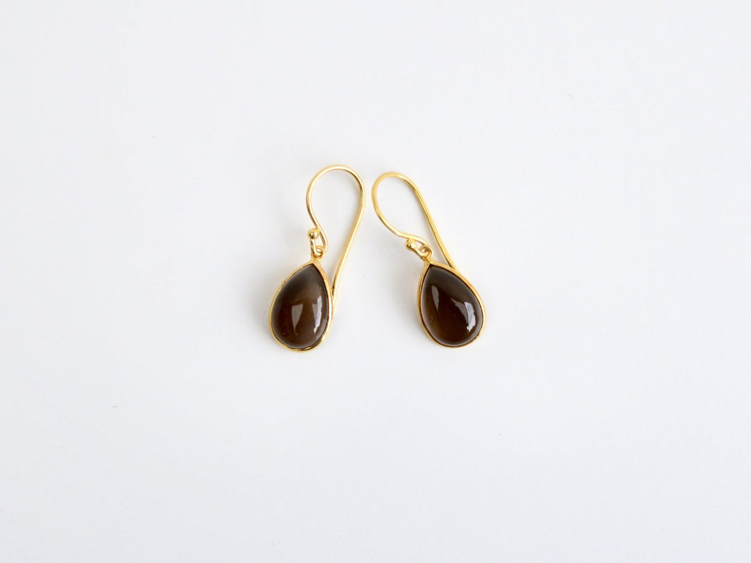 Big Gem Drops: Rauchquarz Ohrhänger | vergoldet, rosévergoldet, silber