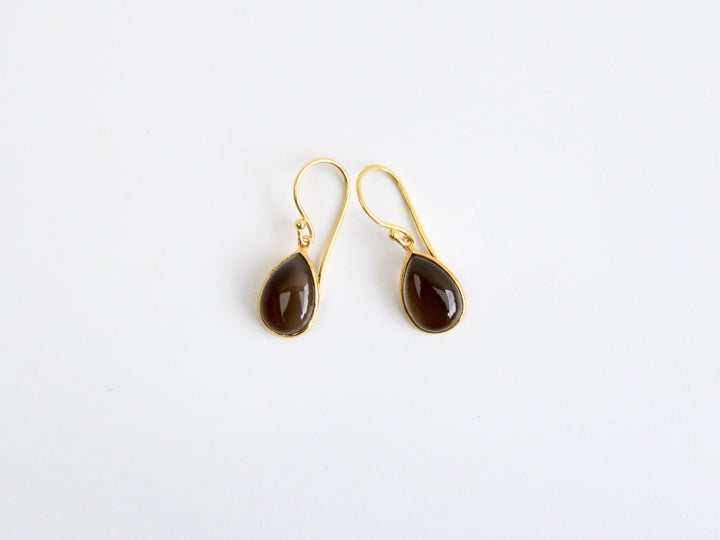 Big Gem Drops: Rauchquarz Ohrhänger | vergoldet, rosévergoldet, silber