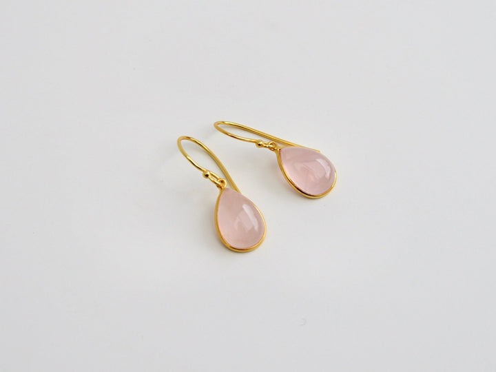 Big Gem Drops: Rosenquarz Ohrhänger | vergoldet, rosévergoldet, silber