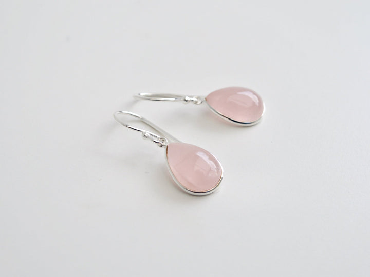 Big Gem Drops: Rosenquarz Ohrhänger | vergoldet, rosévergoldet, silber