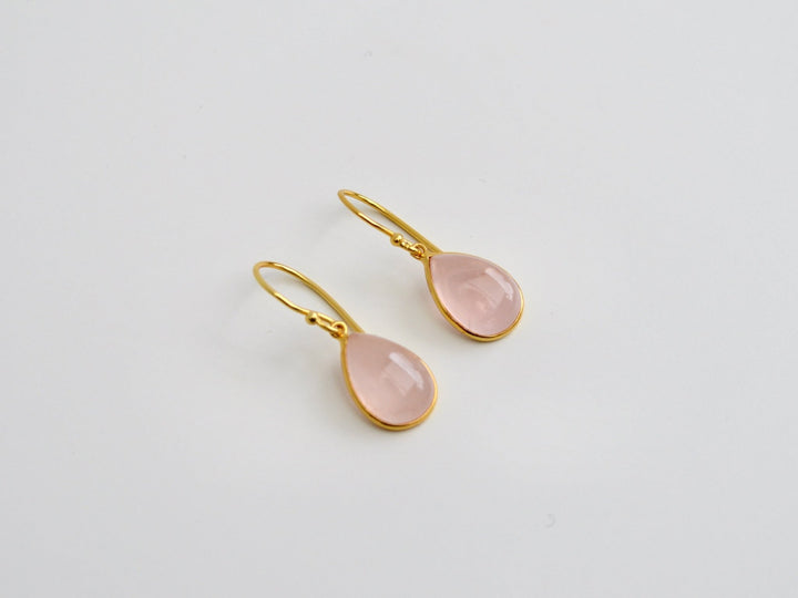 Big Gem Drops: Rosenquarz Ohrhänger | vergoldet, rosévergoldet, silber
