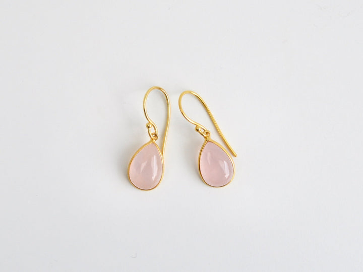 Big Gem Drops: Rosenquarz Ohrhänger | vergoldet, rosévergoldet, silber