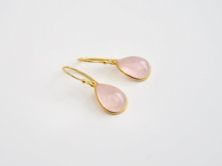 Big Gem Drops: Rosenquarz Ohrhänger | vergoldet, rosévergoldet, silber