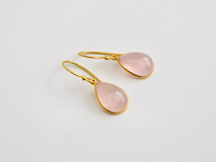 Big Gem Drops: Rosenquarz Ohrhänger | vergoldet, rosévergoldet, silber