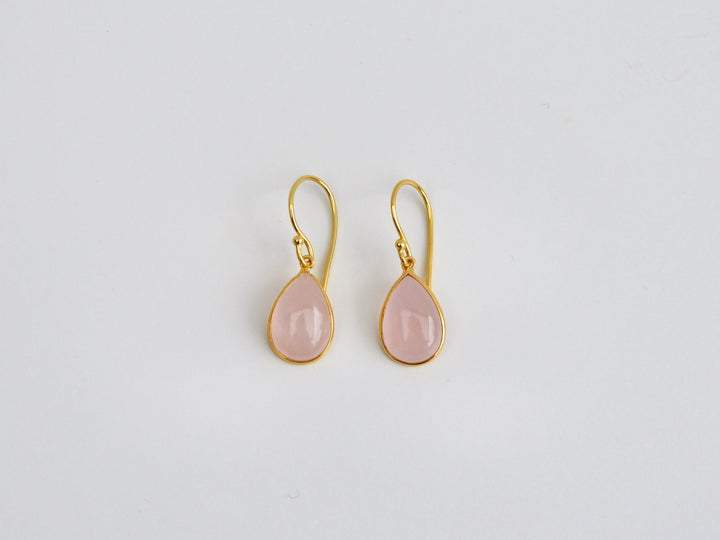 Big Gem Drops: Rosenquarz Ohrhänger | vergoldet, rosévergoldet, silber