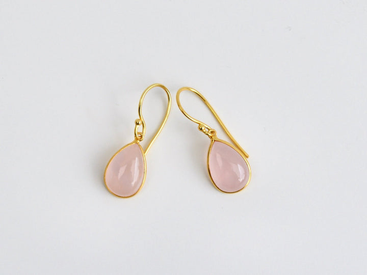 Big Gem Drops: Rosenquarz Ohrhänger | vergoldet, rosévergoldet, silber