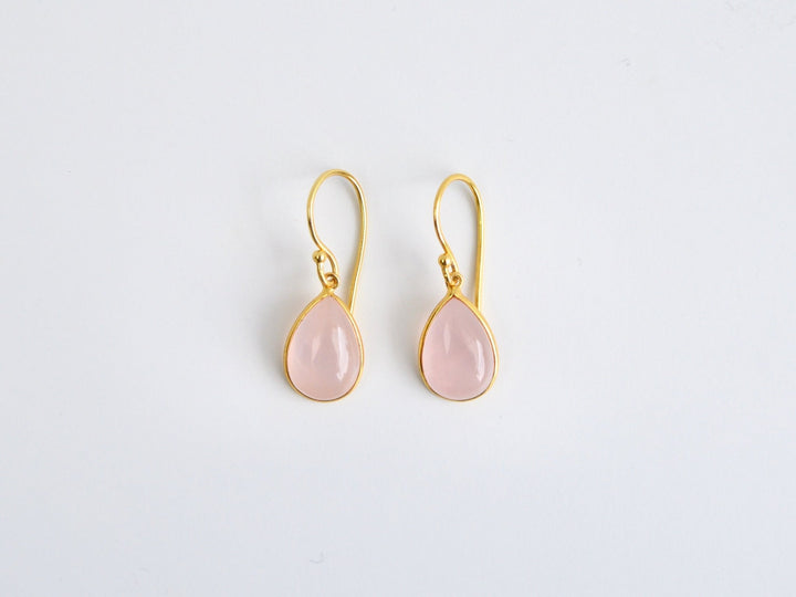 Big Gem Drops: Rosenquarz Ohrhänger | vergoldet, rosévergoldet, silber