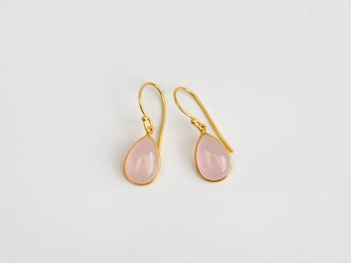 Big Gem Drops: Rosenquarz Ohrhänger | vergoldet, rosévergoldet, silber