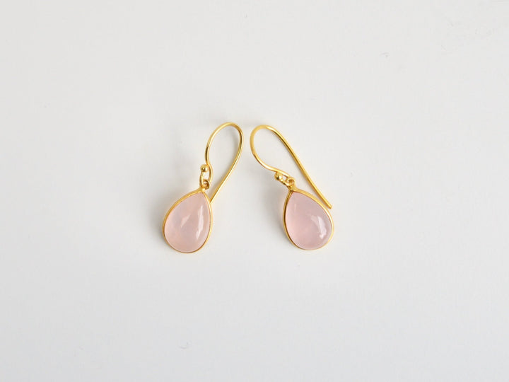 Big Gem Drops: Rosenquarz Ohrhänger | vergoldet, rosévergoldet, silber