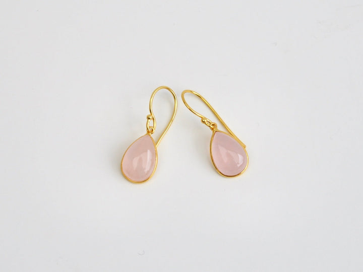 Big Gem Drops: Rosenquarz Ohrhänger | vergoldet, rosévergoldet, silber