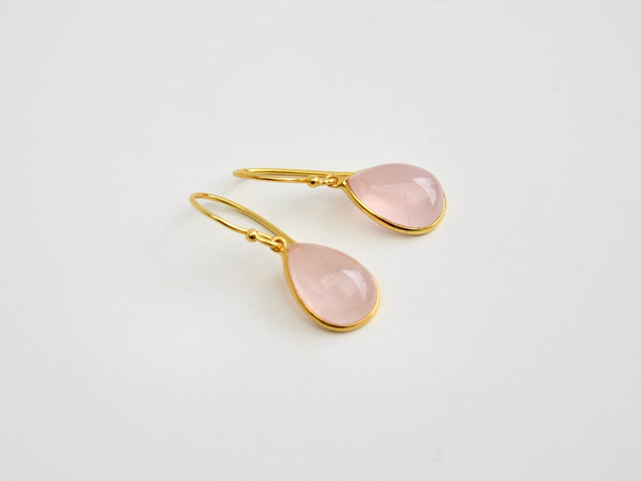 Big Gem Drops: Rosenquarz Ohrhänger | vergoldet, rosévergoldet, silber