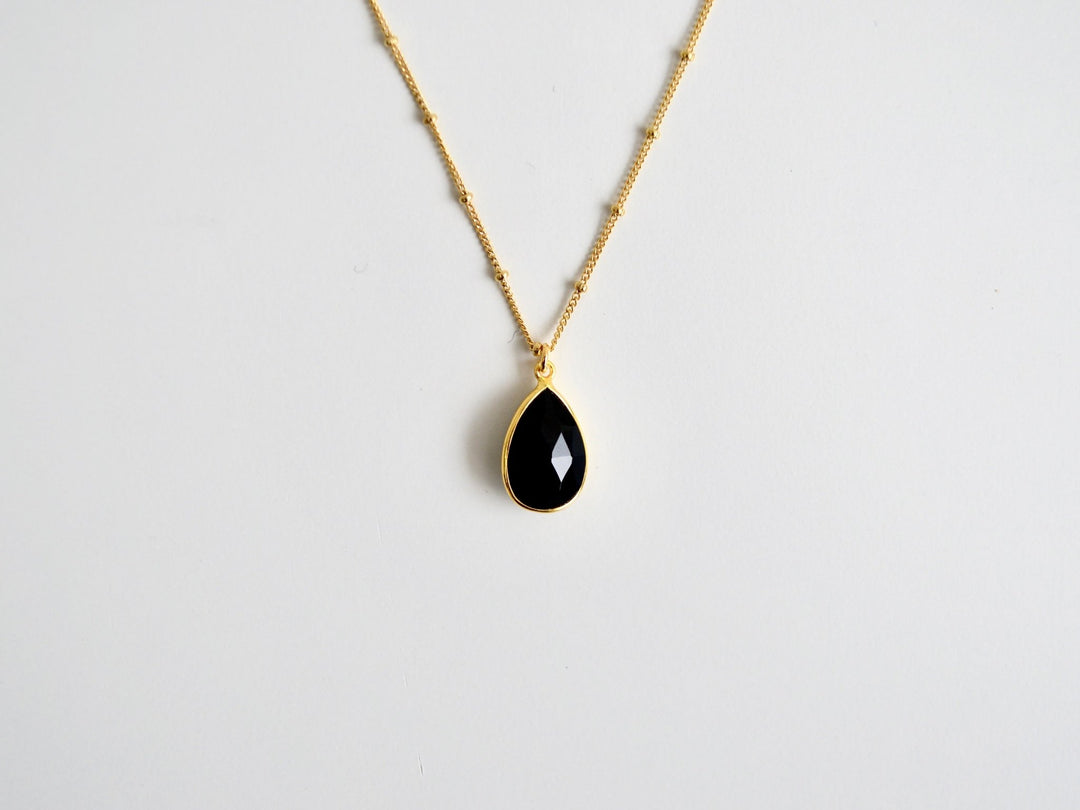 Delicate Drops: Satellite Kette Black Onyx | vergoldet, rosévergoldet, silber