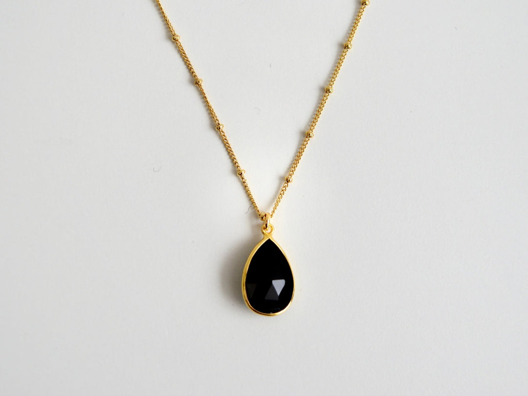Delicate Drops: Satellite Kette Black Onyx | vergoldet, rosévergoldet, silber