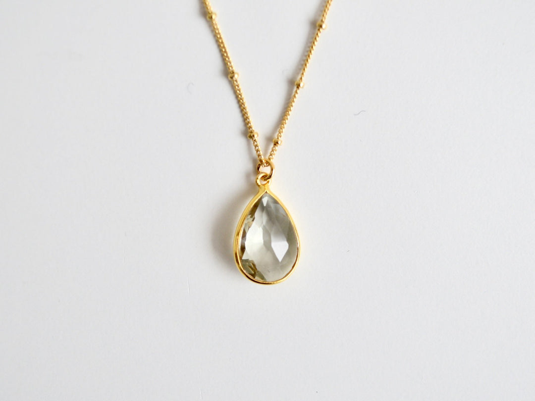 Delicate Drops: Satellite Kette Prasiolith | vergoldet, rosévergoldet, silber