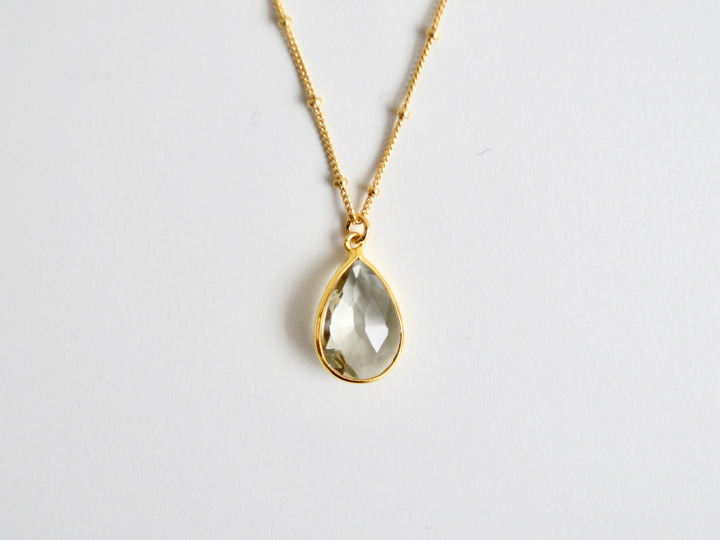 Delicate Drops: Satellite Kette Prasiolith | vergoldet, rosévergoldet, silber