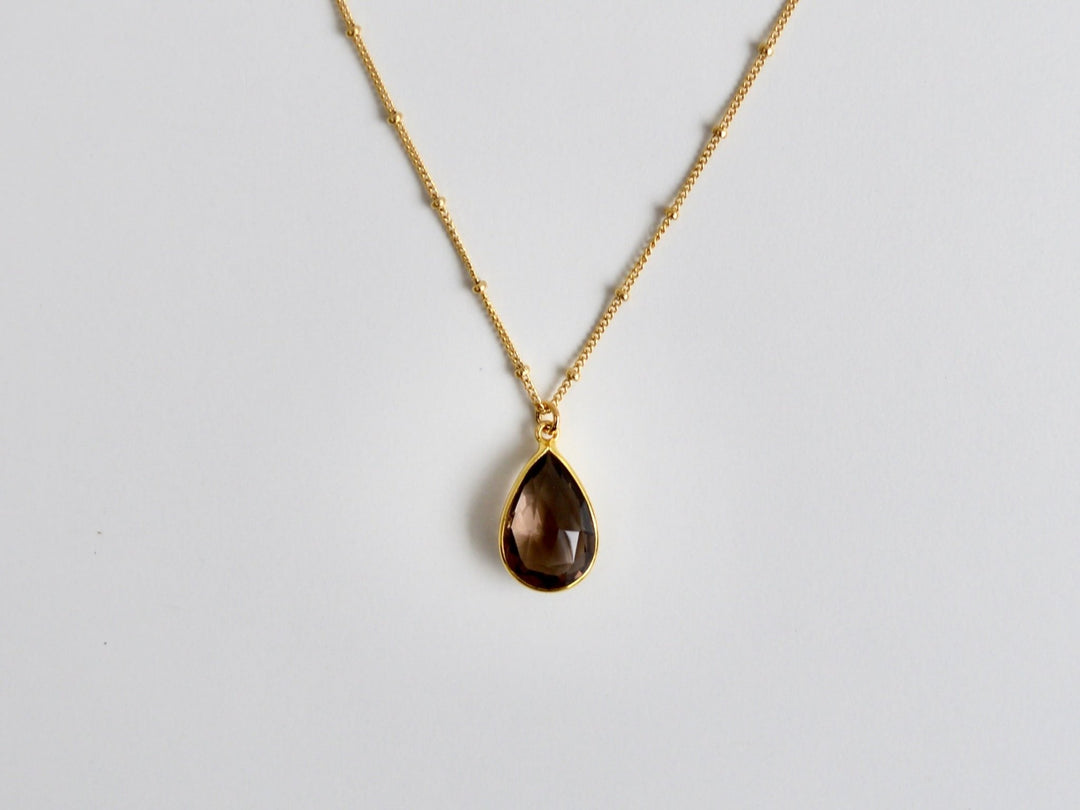 Delicate Drops: Satellite Kette Rauchquarz | vergoldet, rosévergoldet, silber