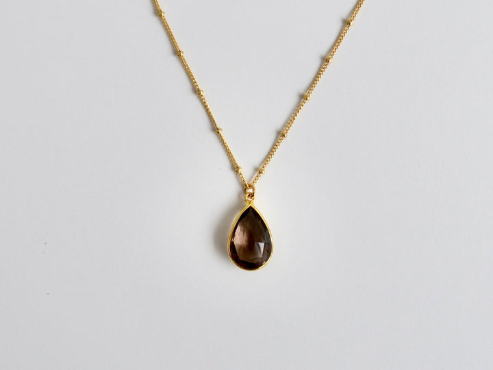 Delicate Drops: Satellite Kette Rauchquarz | vergoldet, rosévergoldet, silber