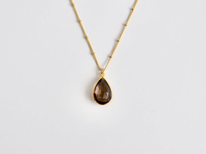 Delicate Drops: Satellite Kette Rauchquarz | vergoldet, rosévergoldet, silber