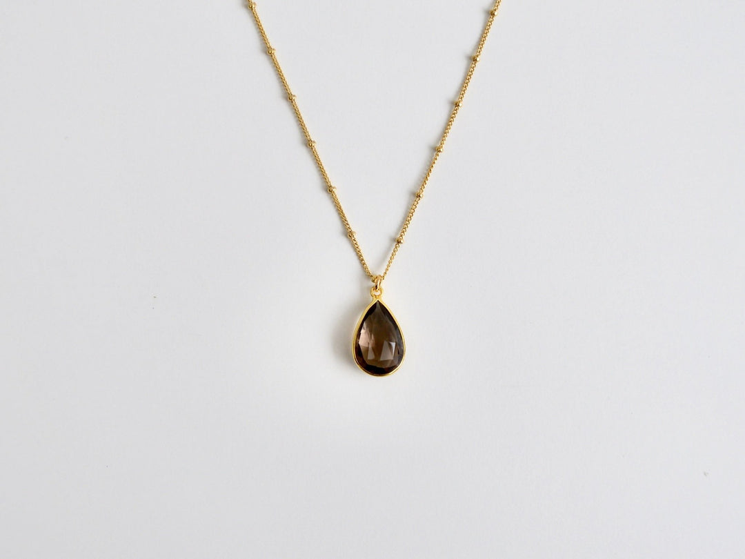 Delicate Drops: Satellite Kette Rauchquarz | vergoldet, rosévergoldet, silber