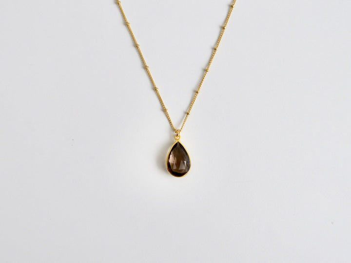Delicate Drops: Satellite Kette Rauchquarz | vergoldet, rosévergoldet, silber