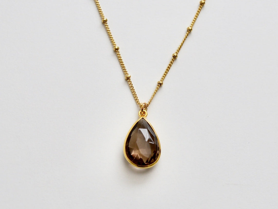 Delicate Drops: Satellite Kette Rauchquarz | vergoldet, rosévergoldet, silber
