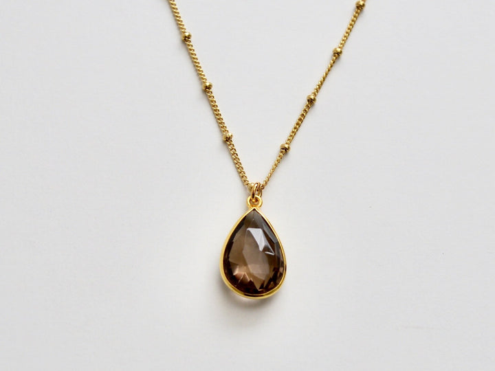 Delicate Drops: Satellite Kette Rauchquarz | vergoldet, rosévergoldet, silber