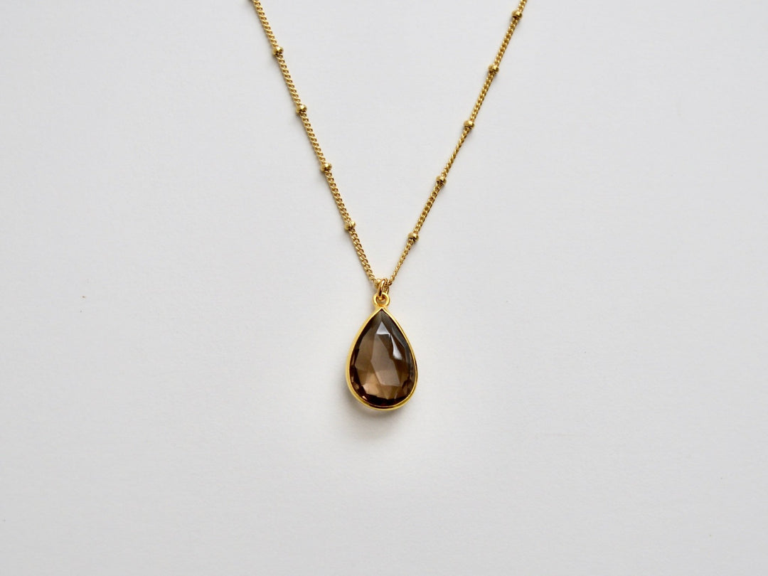 Delicate Drops: Satellite Kette Rauchquarz | vergoldet, rosévergoldet, silber