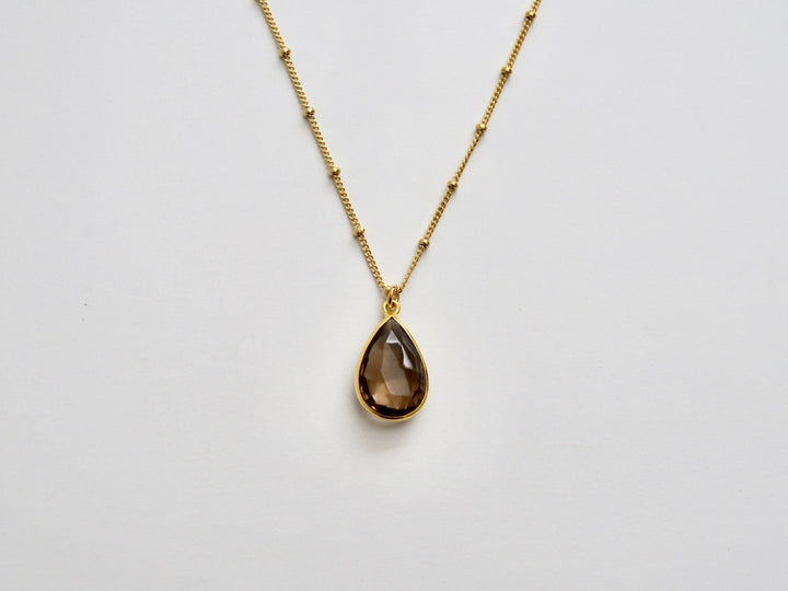 Delicate Drops: Satellite Kette Rauchquarz | vergoldet, rosévergoldet, silber