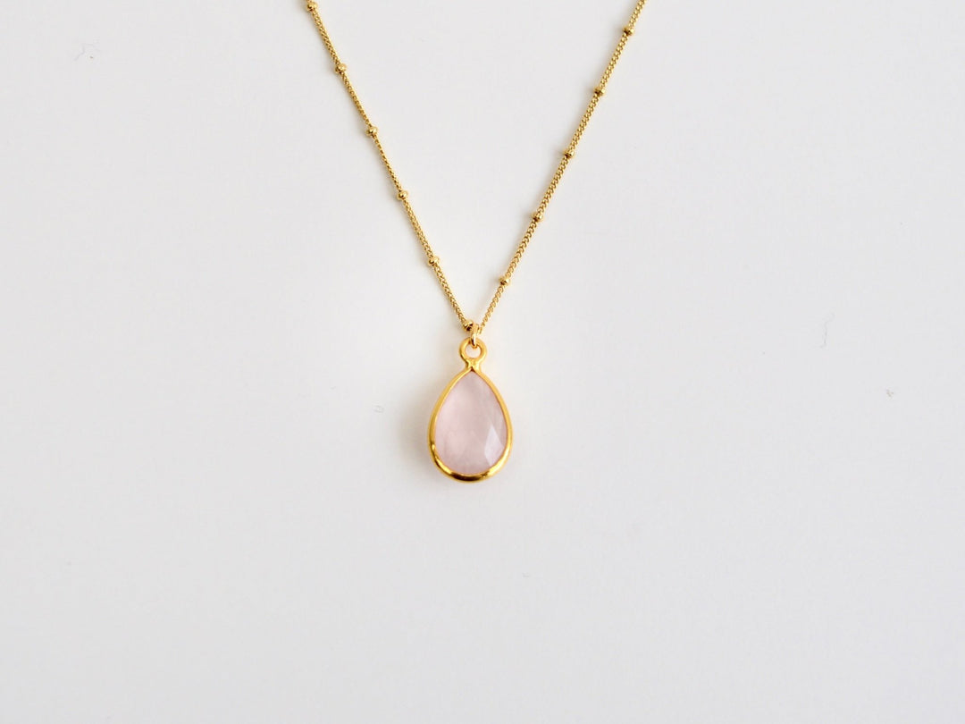 Delicate Drops: Satellite Kette Rosenquarz | vergoldet, rosévergoldet, silber