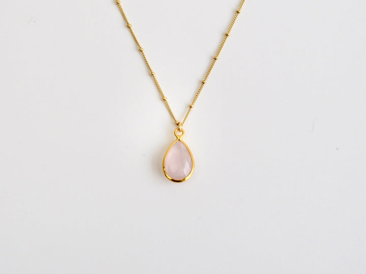Delicate Drops: Satellite Kette Rosenquarz | vergoldet, rosévergoldet, silber