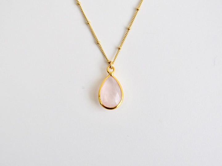 Delicate Drops: Satellite Kette Rosenquarz | vergoldet, rosévergoldet, silber