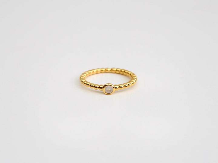 Dotted Collection: Zarter Mondstein Ring | vergoldet, rosévergoldet, silber