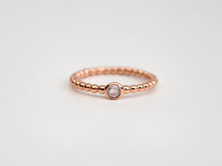 Dotted Collection: Zarter Mondstein Ring | vergoldet, rosévergoldet, silber