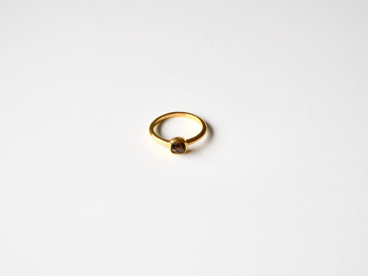 Square Dots: Facettierter Rauchquarz Ring vergoldet | verschiedene Größen