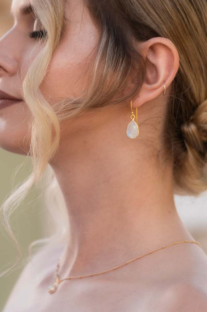 Big Gem Drops: Rosenquarz Ohrhänger | vergoldet, rosévergoldet, silber