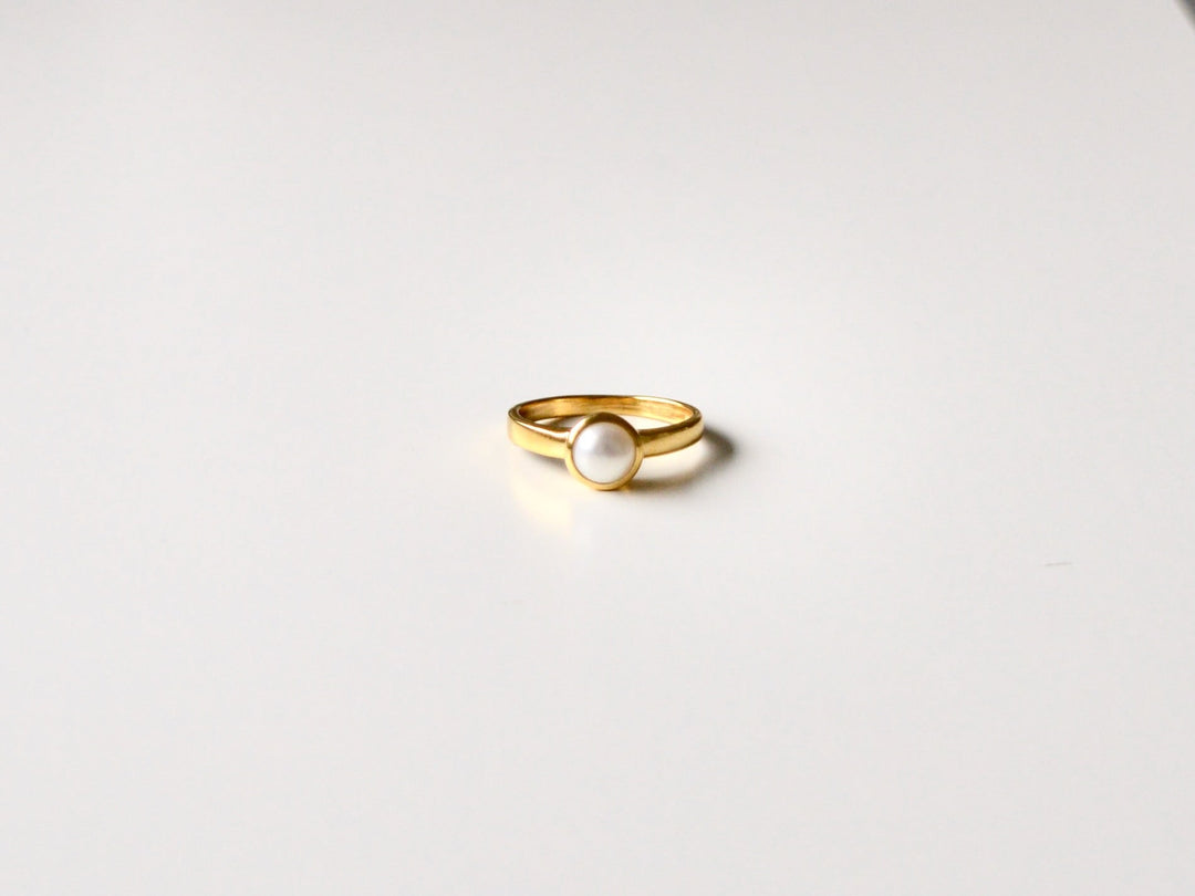 Gem Dots: Perlen Ring vergoldet | Gr. 54