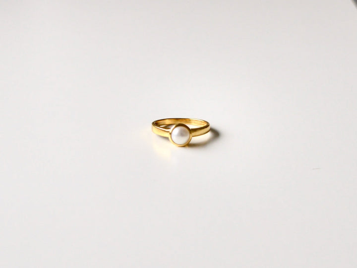 Gem Dots: Perlen Ring vergoldet | Gr. 54