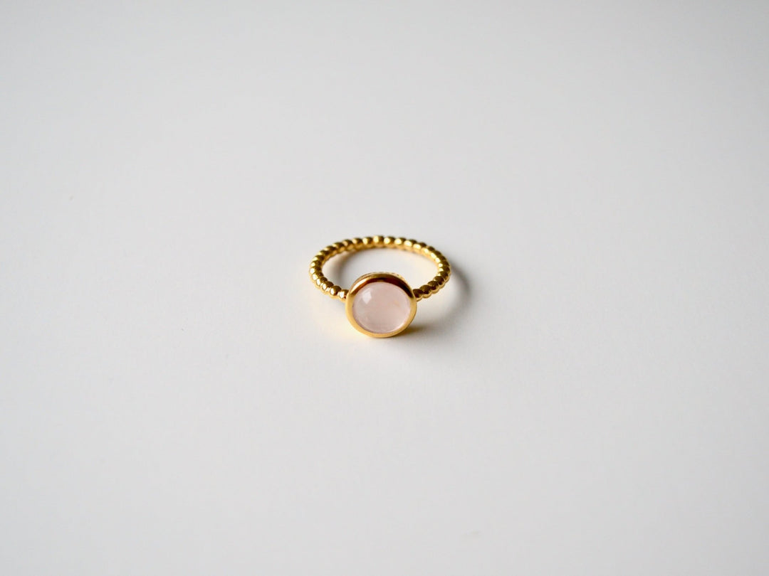 Gem Dots: Rosenquarz Ring Dotty vergoldet | Gr. 54